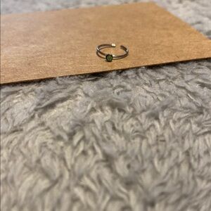 Chic Silver nose Ring with Green Accent